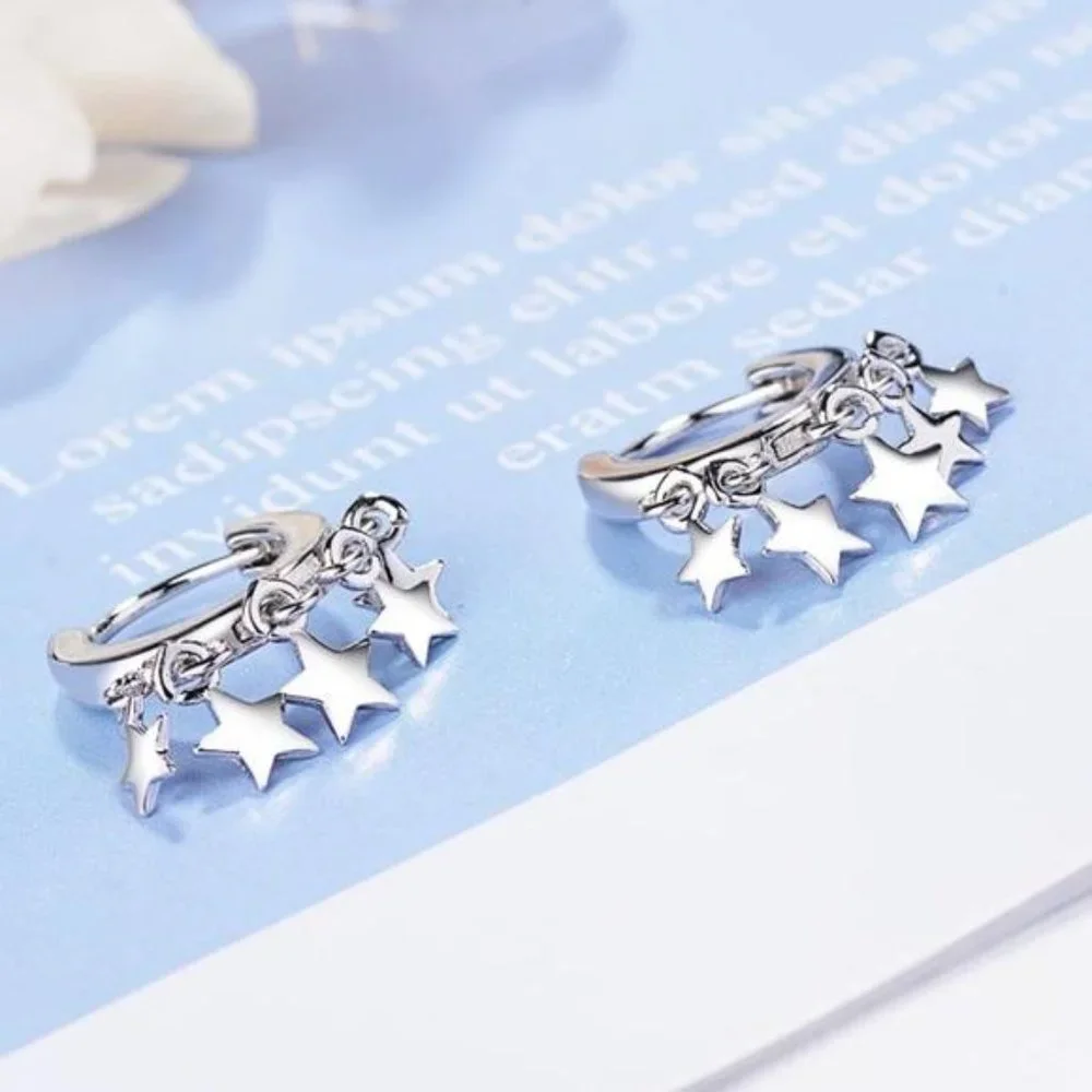 NEW 925 STERLING SILVER STAR EARRINGS - Picture 2 of 5